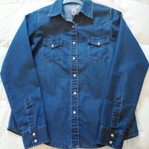 Wrangler Women's Wrancher Shirt Denim Medium